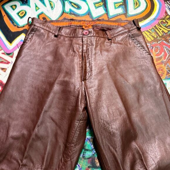 Vintage 80s Prestige Leather Jacket & Pants Set – Two-Tone Western Biker, XL/36 - Picture 9 of 16